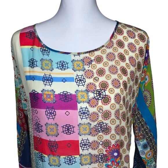 Johnny Was Patchwork Cupra Rayon Tunic Multi Color Size S - Picture 2 of 9